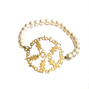 PULSERA DIJE REDONDO CON PERLAS